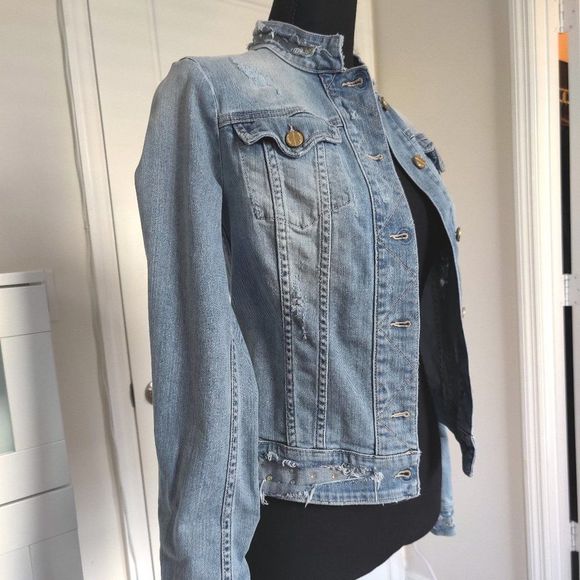 MET Jeans light Blue denim embellished jacket - Picture 3 of 4